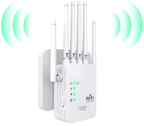 Amplificateur WiFi 1200Mbps Bi-Bande, Répéteur WiFi 6 Antennes, Ethernet