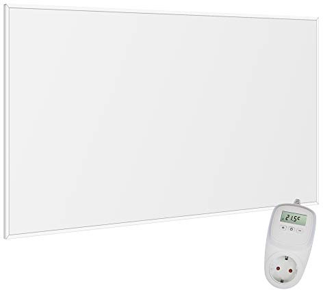 VIESTA® Chauffage mural infrarouge avec thermostat [INCL.TH10 THERMOSTAT] – Radiateur mural à infrarouge – Chauffage infrarouge en cristal de carbone – Panneau adapté pour salle de bain – 780 Watt