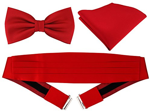 TigerTie Kummerbund Einstecktuch Satin Fliege in rot - Schärpe Leibbinde