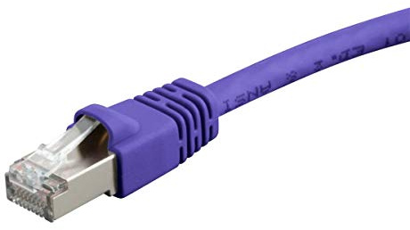 Monoprice Cat6A 7ft Purple Patch Cable Double Shielded (S/FTP) 26AWG 10G Pure Bare Copper Snagless RJ45 Fullboot Series Ethernet Cable