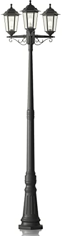 Lindby Mastleuchte, Wegeleuchte 217 cm Aussenleuchte Stehlampe Gartenlaterne IP44 Gartenlampe Außenleuchte Wegelampe Hof 3x E27 ohne Leuchtmittel