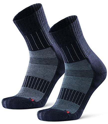 DANISH ENDURANCE Premium Merinowolle Laufsocken, Warme Sportsocken, Extrem strapazierfähig, Gepolstert, Anti-Blasen, Schweißableitend, für Herren & Damen, 2 Paar, Schwarz, 43-47