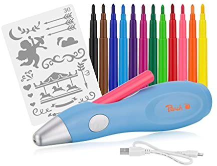 Peach elektrischer Airbrush Stift - 12 Farben - inkl. mehr als 70 Vorlagen - PO150