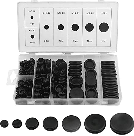 BGTXINGI 170Pcs 7 Größen Gummi Tülle Kit Elektrische Kabel Dichtung Solid Hole Plugs Sortiment Set für Sanitär-Automotive Allgemeine Reparatur