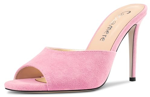 Castamere Donna Alto High Spillo Tacco Heel Aperte sulla Punta Slip-on Sandali Dress Ufficio Casual Ciabatte Moda Scarpe 10 CM Heels Rosa A 45 EU