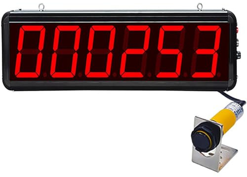 HKFGSHOP LED digital räknare, 3 tum 6 siffror LED-displayräknare, infraröd sensorräkning upp till 99999, induktionsavstånd 30-70 cm justerbar, för transportband produktionslinje besökare