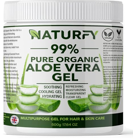 NATURFY Pure & Organic Aloe Vera Gel for Skin, Body, Face & Hair | Non-Sticky, Fast Absorbing Formula for Soothing, Refreshing & Healthy Looking Skin Moisturiser For After Sun Care 500gm