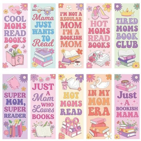 Laffact Mother’s Day Reading Bookmarks - 240Pcs Hot Mom Bookmarks Reading Tracker, Cool Moms Reading Page Marker, Readers Accessories Book Club Gifts for Book Lover Bookish Mama Birthday Party Favors