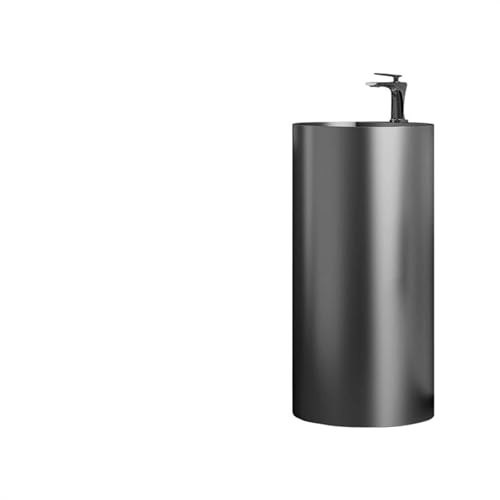 LQAIomn Pedestal Sink Stainless Steel Pedestal Sink, Floor Standing Bathroom Sink Metal Hollow Pedestal Basin, Pop-Up Drain and Waste, Cylindrical Wash Basin (004)