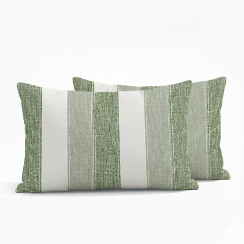 ViaElayu Funda Cojines 30x50 cm Rayas Verde Salvia Verde Funda de Cojíns Primavera Moderna Fundas de Almohada Cojine Decorativas Retro para Sofá Verano Exterior Jardin Juego de 2