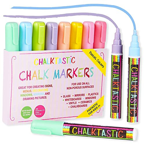 Erstklassige Kreidestifte – Klassische Pastellfarbe, Stifte für Kreidetafel und Fenster – Kindersicher, ungiftig, staubfrei, abwaschbar – Doppelseitige feine Spitze, Kreidestifte für Menüs, Bistro