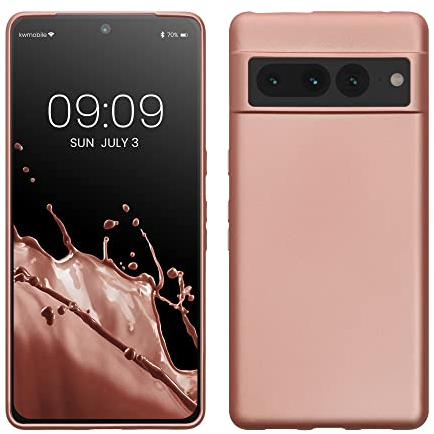kwmobile Case kompatibel mit Google Pixel 7 Pro Hülle - Schutzhülle aus Silikon metallisch schimmernd - Handyhülle Metallic Rosegold