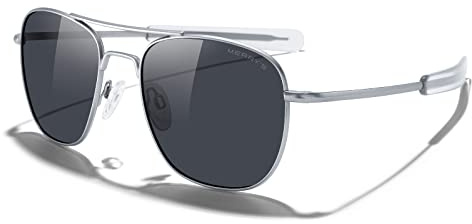MERRY'S Classic Square Aviator Military Polarized Sunglasses for Men or Women S8636