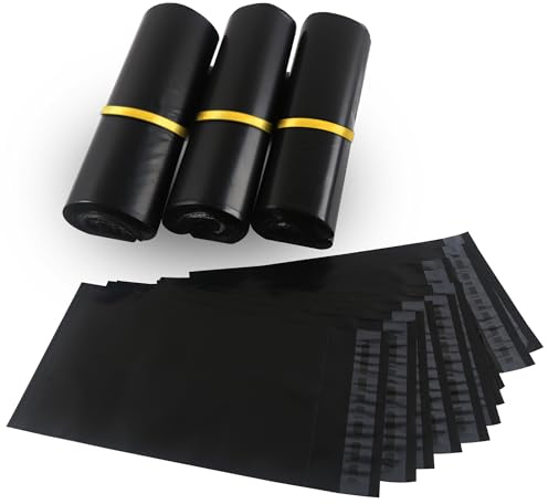 HVDHYY Versandbeutel Plastik Versandtaschen Schwarz 70Stück Plastikversandbeutel Warensendung Wasserdichte Selbstklebend, Blickdicht, Reißfest, 300mmX400mm Versandtüten Schwarz