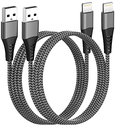 Câble iPhone [1M+1M/Lot de 2],Cable Chargeur iPhone Certifié MFi, Nylon Câble Lightning pour Apple iPhone 14 13 12 11 Pro Max XS XR 8 7 6 iPad