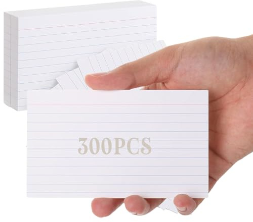 Linjerade indexkort, 3 x 5 tum linjerade indexkort, horisontella flashkort (set med 300), studiekort, linjerade anteckningskort, 3 x 5 anteckningskort, indexkort 3 x 5, anteckningskort för studier