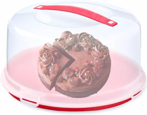 UR CHOICE Large Round Cake Box, Container Holder with Handle Locking Box, Food Storage Box for Cakes, Desserts, Pies, Storage Container Cover Box, Suitable for 11 inch