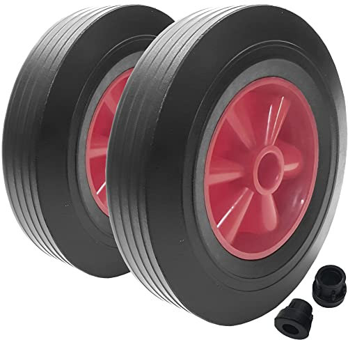 KetoBarrow 10'' Solid Wheel Rubber Tyre Puncture Proof Wheelbarrow Sack Truck Cart Heavy Duty Wheel with 20mm Axle Bore - 2x Wheels