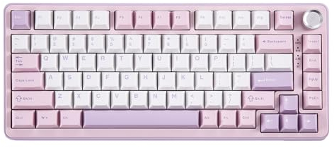 YUNZII B75 PRO Wireless Mechanical Keyboard,75% Layout with Knob,Hot Swap Gasket Custom Structure,Creamy Pre-lubed Switches,RGB Backlit,Bluetooth/Type-C/2.4G for Win/Mac(Milk Switch,Purple)