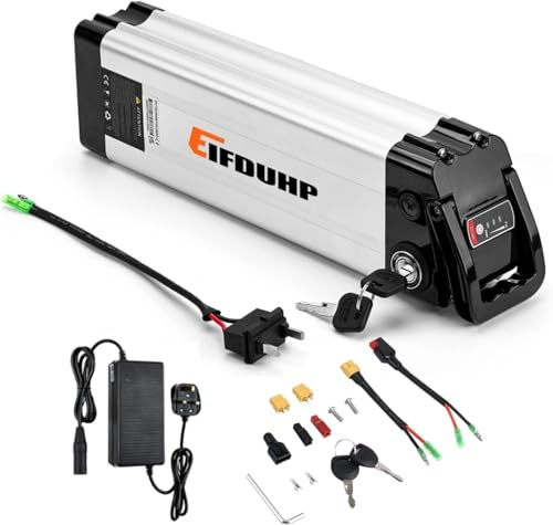 EIFDUHP Folding Electric Bike Battery 36V 10AH/15AH, Ebike Battery Replacement Removable Lithium Bicycle Battery with Charger for 350W 250W 200W Motor (36V 10AH,2Pin Discharge Port)