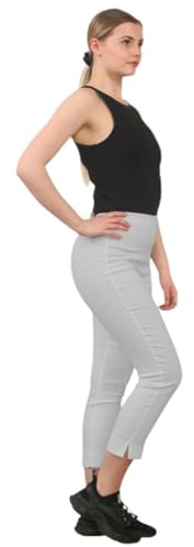 L S U Pantalones capri para mujer, pantalones de verano de tres cuartos, leggings elásticos, cintura elástica, pantalones casuales para oficina, pantalones con pedal pusher, piedra, 46