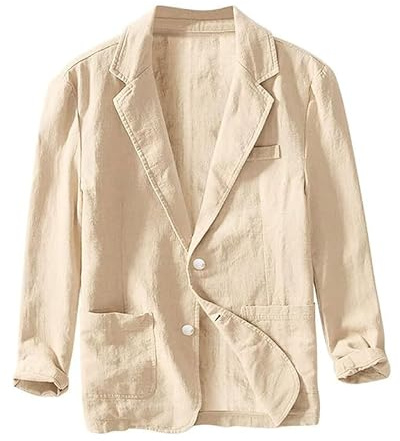 Yahbrra Giacca da uomo in lino Blazer per il tempo libero Tempo Giacca a due bottoni leggeri Cappotto sportivo Slim Fit
