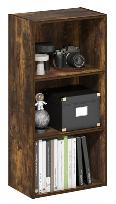 Furinno Luder 3-Tier Open Shelf Bookcase, Amber Pine