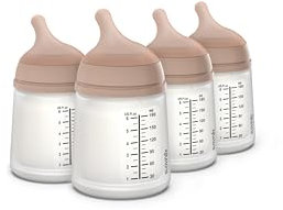Suavinex, Pack 4 Biberons Anti-Colique Zero Zero, Tétine à Débit Adaptable (A) en Silicone, Bébés +0 Mois et Nouveau-nés, Spécifique Allaitement Maternel, Lait Maternel et Poudre, 180 ml, Medium