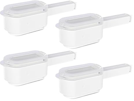 PEUZ Verschlussclips mit Ausgießer für Tüten – 4er Set Beutelklammern mit Deckel für Snacks, Müsli, Kaffeebohnen und mehr – Große Öffnung, ideal für Lebensmittelverschlüsse, Weiß