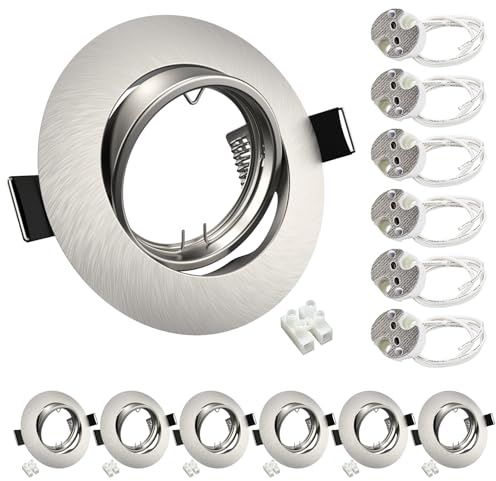 Wondlumi 6er LED Einbaustrahler 12V Rahmen GU5,3 Gebürstet 68mm Schwenkbar