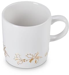 Le Creuset Stoneware London Mug, 12 oz., White with Gold Applique