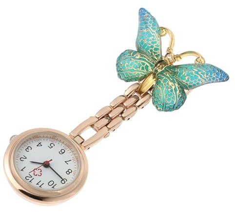 Hemobllo Reloj de Enfermera para Mujer Clip y Diseño de Cuarzo Verde, Reloj de Bolsillo con Esfera Clara para Uso en Hospital y Estilo Colgante de Moda