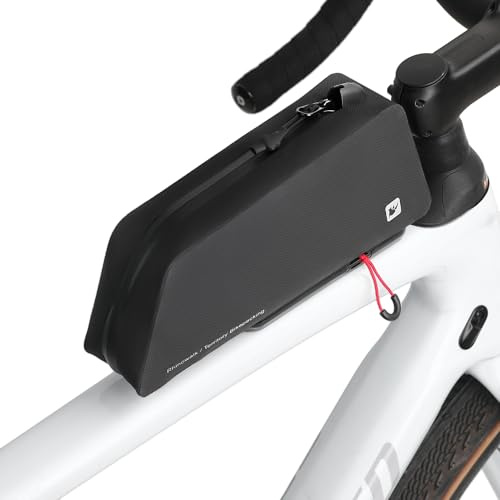 Rhinowalk Fahrrad-Oberrohrtasche, Fahrradrahmentasche, vollständig wasserdicht und stabil, Schnellverschluss-Fahrradrahmentasche, Fahrradtasche, professionelles Fahrradzubehör für Mountainbike Schwarz