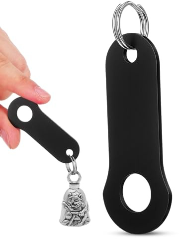 GETAJGHSD Colgador de Campana Negro de Acero Inoxidable para Motocicleta con Llavero de Anilla Dividida y Fácil Instalación, Accesorio Multifuncional para Motoristas
