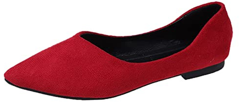 Comfortable Women's Elegant Lace Shoes Low Shoes Business Closed Ballet Flats Loafers Toe Mesh Costume Shoes Dirndl Festive Sling Pumps Wedge Pumps Slip-On, O Red, 5 UK