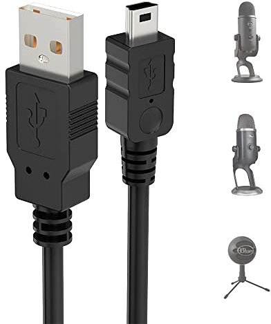 LILMACC Mini USB Cable Cord Compatible With Yeti Microphone USB Cable USB A Male to Mini 5-Pin Data Transfer Cable Cord for Blue Yeti USB Microphone, Blue Snowball iCE
