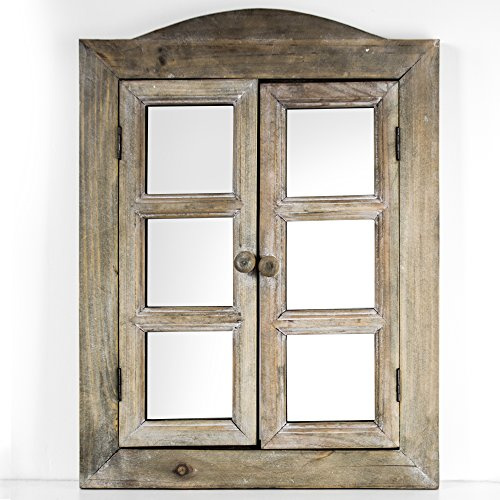 American Art Decor Rectangular Vanity Mirror - Rustic Farmhouse Window Shutter Mirror - Accent Wall Mirror for Living Room, Bedroom, Bathroom, Hallway, Entryway & More (20” H X 15.25” L X 1.75” D)
