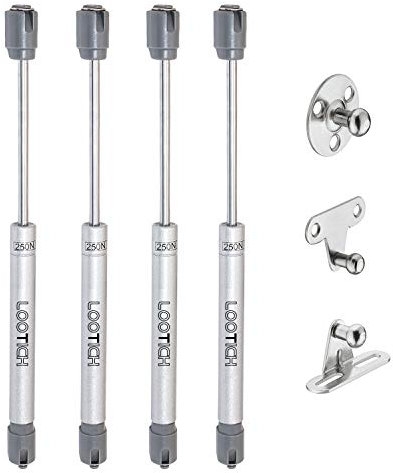 LOOTICH 250N Automatic Lid Stay Support Kitchen Cabinet Cupboard Door Toy Box Hydraulic Spring Gas Strut Piston Soft Opening Hinges for Flap Fittings Pack of 4