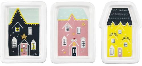 KitchenCraft Nutcracker Collection Ceramic Decorative Plate Set, 3 Pieces, Gift Boxed, Mixed