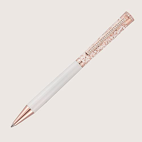 XETRA VIENNA DIAMOND LADY Kugelschreiber Lack weiß mit Handgravur und Diamanten Rosegold