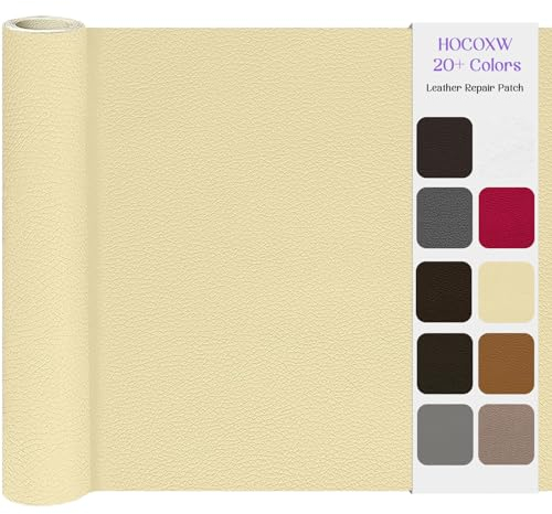 Kunstleder Selbstklebend Leder Reparatur Set, 60 x 120cm Lederflicken Selbstklebend, Kunstleder Reparaturset Leder Patch Kit für Sofa, Bürostuhl, Couch, Kopfteile, Möbel, Autositze, Taschen(Beige)