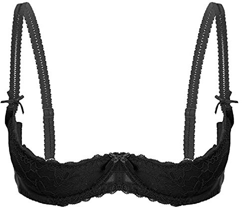 YiZYiF Sujetador Push Up sin Aros para Mujer Sujetador Pecho Abierto corsé Acolchado Bustier Brassiere Ropa Interior Negro M
