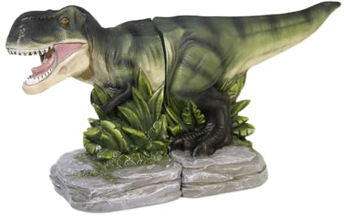 UYHBCNQD Buchstützen aus Kunstharz, Tyrannosaurus Rex, dekorative Buchstütze, schwere Buchstopper für Regale oder Bücherregale