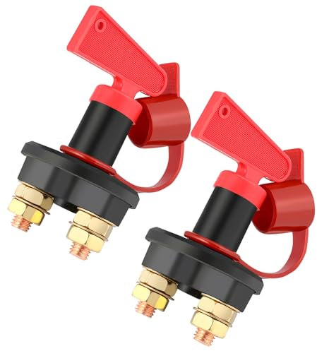 GEAREVER 2 TLG 12V 24V 200A Batterie Trennschalter Hauptschalter Batterieklemme Mit 2 Abnehmbaren Schlüsseln, Schnelles Ausschalten Trennschalter, 2 Löchern Batterietrennschalter für KFZ Boot Auto