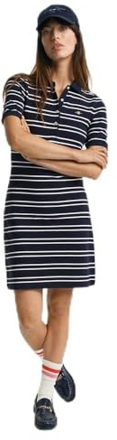 GANT Stripe Shield SS Pique Polo Dress Vestido, Azul Noche, S Mujeres