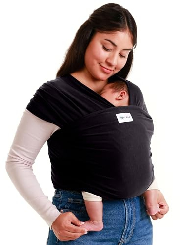 Sleepy Wrap Fascia Neonato Fino a 15 kg - Morbido, Facile da Indossare, Trasporto a Mani Libere, Marsupio Bambino a Fascia Porta Bebé (Nero)
