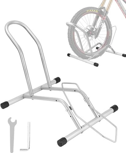 Fahrradständer Boden, Freistehender Fahrradständer 16 bis 29 Zoll, Fahrradhalter, fahrrad montageständer, Fahrrad Bike Ständer, Freistehender Fahrrad Abstellständer, für Mountainbike Rennrad Silbrig