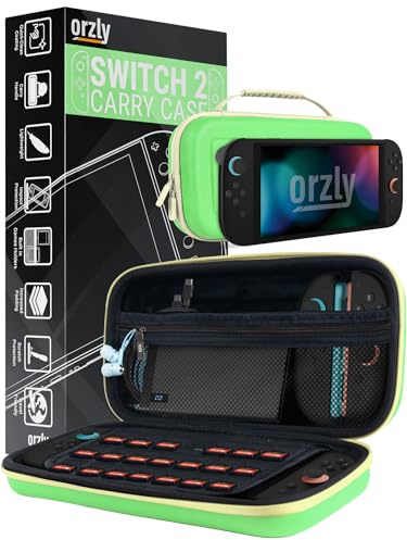 Orzly Case Compatible with Nintendo Switch 2 â Protective Travel Carry Case with Screen Padding, Game Card & microSD Slots, Zipped & Open Pockets for Accessories â 7.9 Gift Boxed