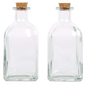 Magic Season Botellas decorativas de cristal con tapón de corcho (250 ml, 2 unidades)