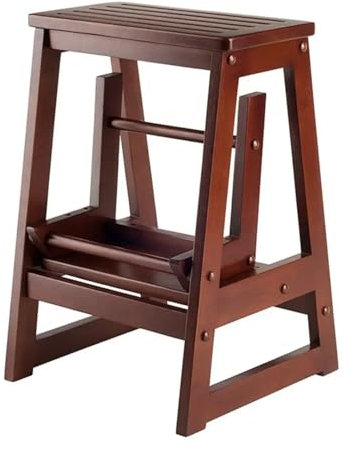Marchepied pliant en bois – Escabeau à 2 niveaux avec plateforme large, design personnalisé pour un usage domestique, chaise pliante peu encombrante